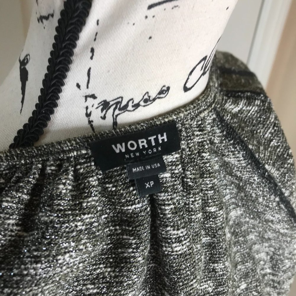 NWOT Worth Zip Front Collarless Crop Jacket Green/Ivory Metallic ~ Size XS - Picture 8 of 8